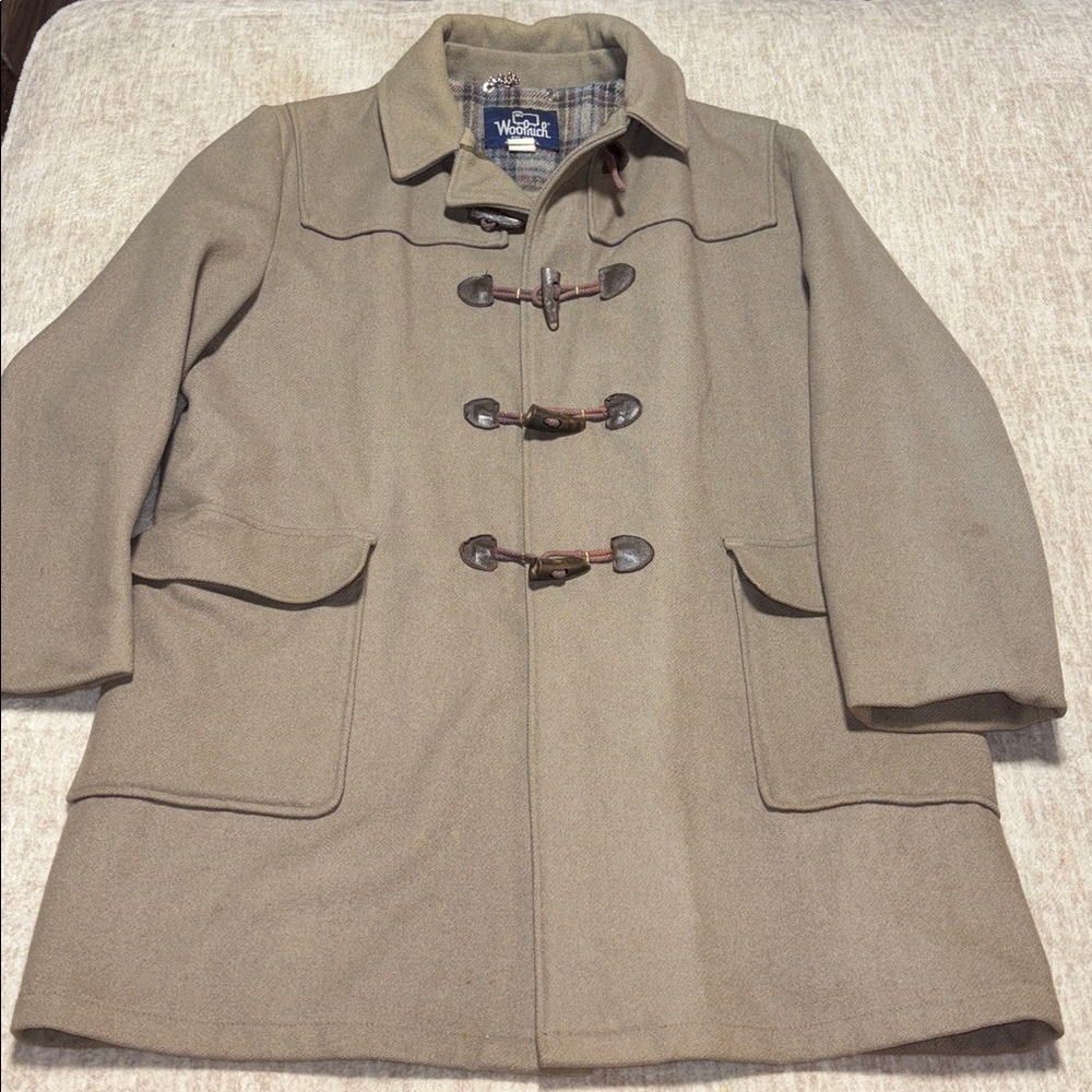Vintage Men's L/XL Woolrich 100% Wool Sz 44 Brown/Taupe Pea Coat Rare color